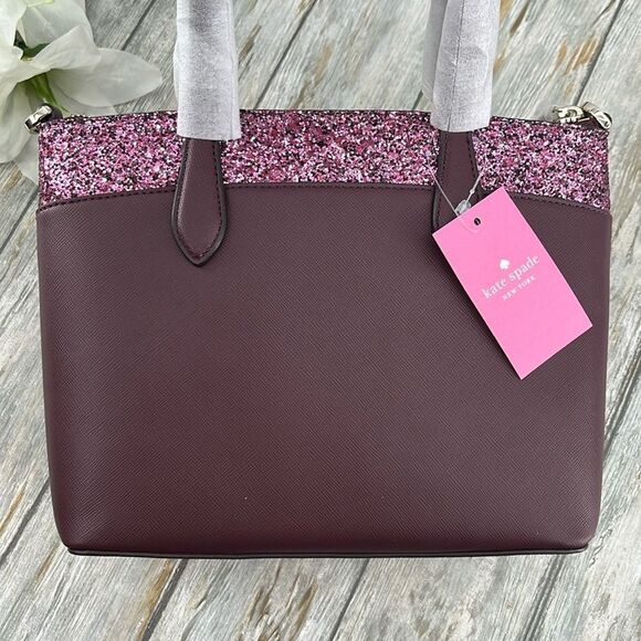 Kate Spade Flash Glitter Satchel Hand Bag Crossbody Purse - Picture 3 of 8